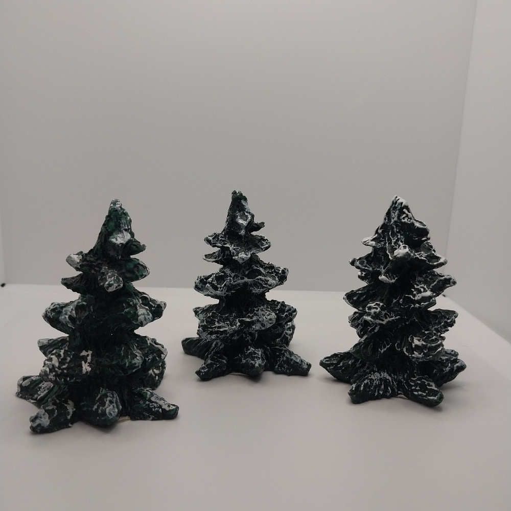 3 Vintage Mervyns Christmas village square christmas trees Lot#1